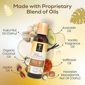 Hand applying Island Essence oil for quick moisture