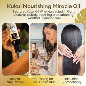 Island Essence Maui bottle label displaying heritage and kukui oil