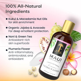 Hands applying Island Essence Plumeria Lotion for quick hydration after shower