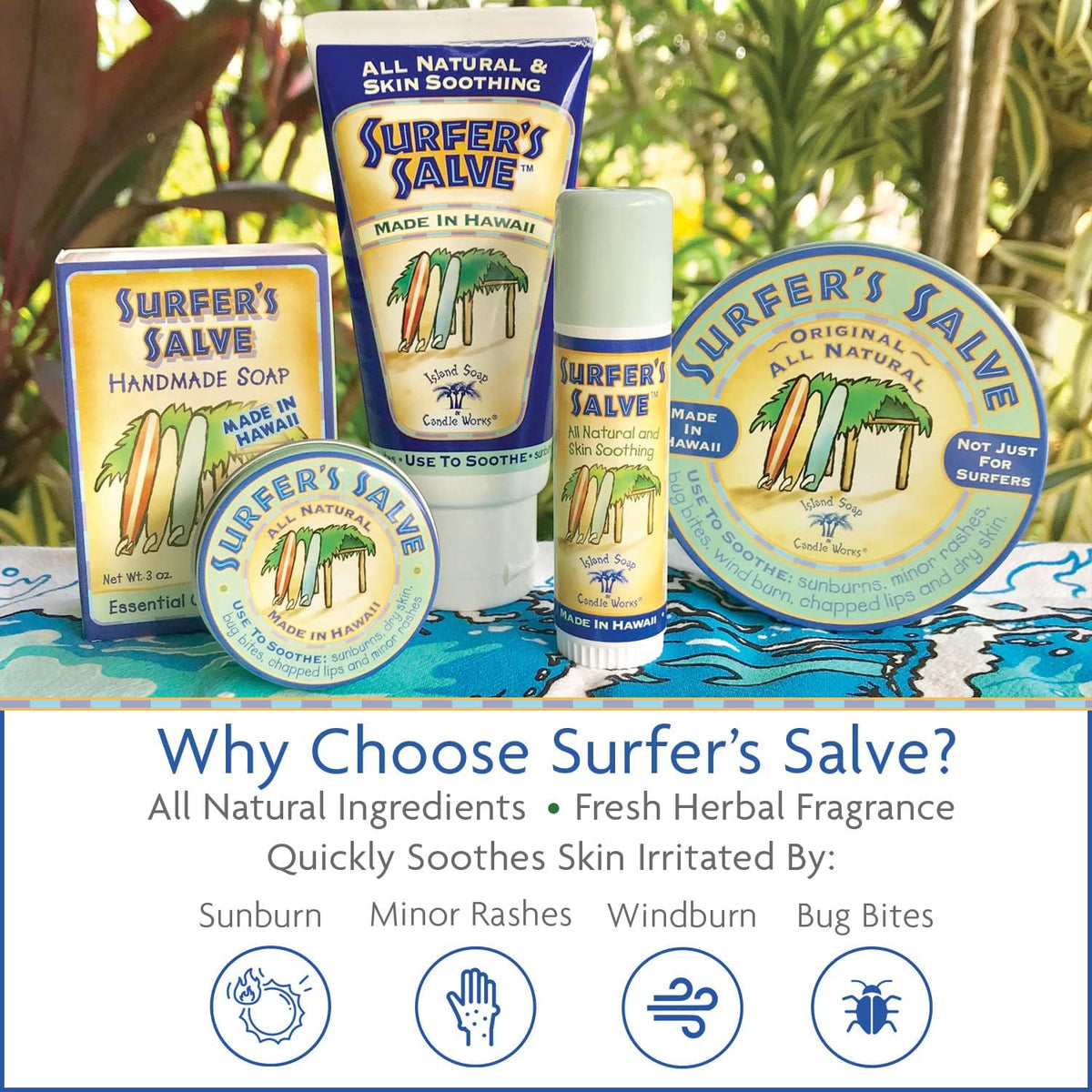 Island Soap & Candle Works Surfer's Salve with aloe and tea tree for skin comfort