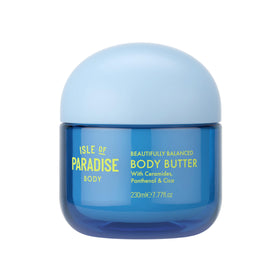 Isle of Paradise Beautifully Balanced Body Butter jar delivering deep hydration.