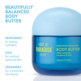 Whipped texture close-up of Isle of Paradise body butter smoothing the skin.
