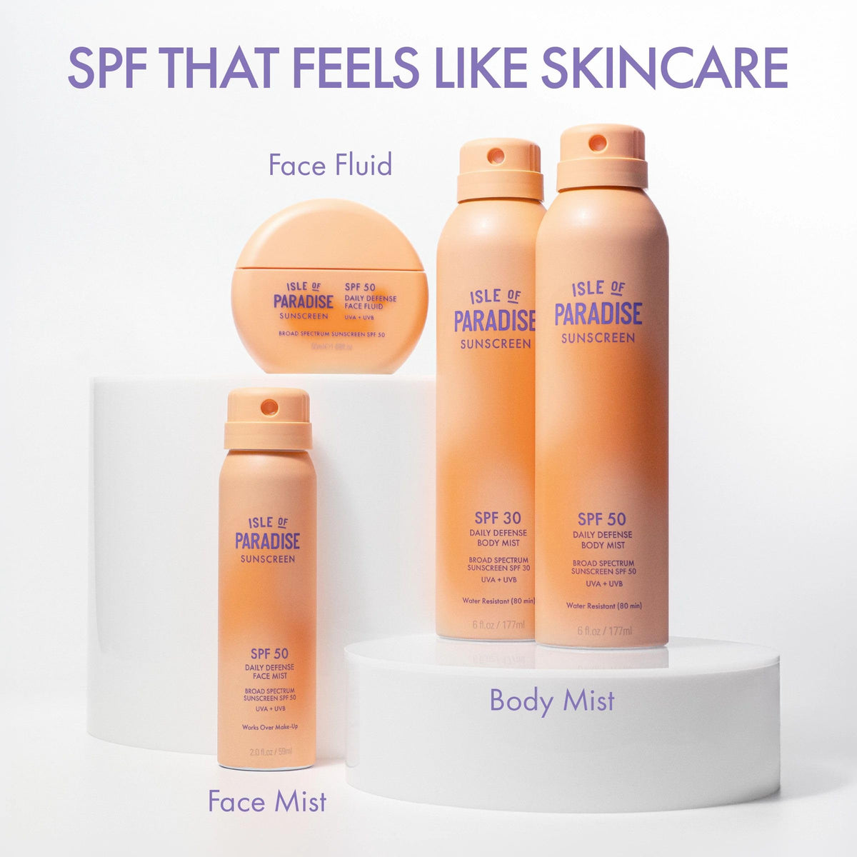 Isle of Paradise Daily Defense Face Mist SPF 50 makeup setting spray for makeup-ready refresh