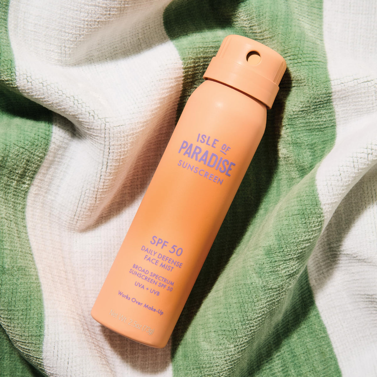 Isle of Paradise Daily Defense Face Mist SPF 50 travel-friendly size for reapplication anywhere