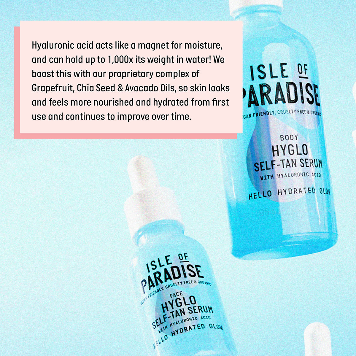 Isle of Paradise Hyglo serum on face for dewy glow finish