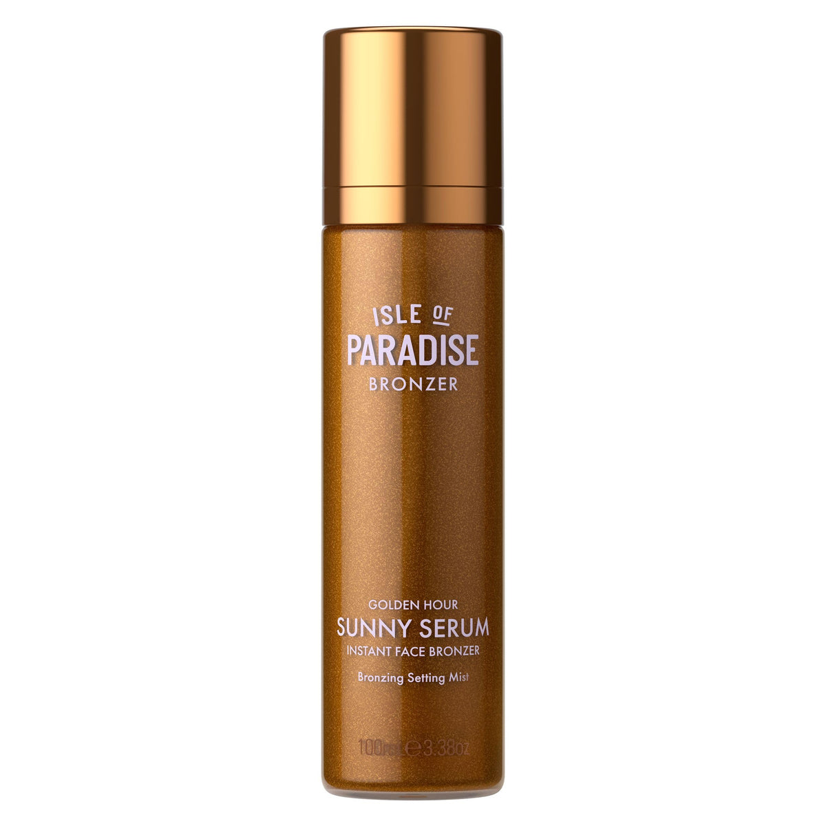 Isle of Paradise Sunny Serum bronzing mist bottle adds radiant sun-kissed glow