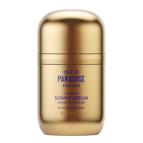 Isle of Paradise Sunny Serum Champagne bottle shows instant bronzed glow for radiant skin