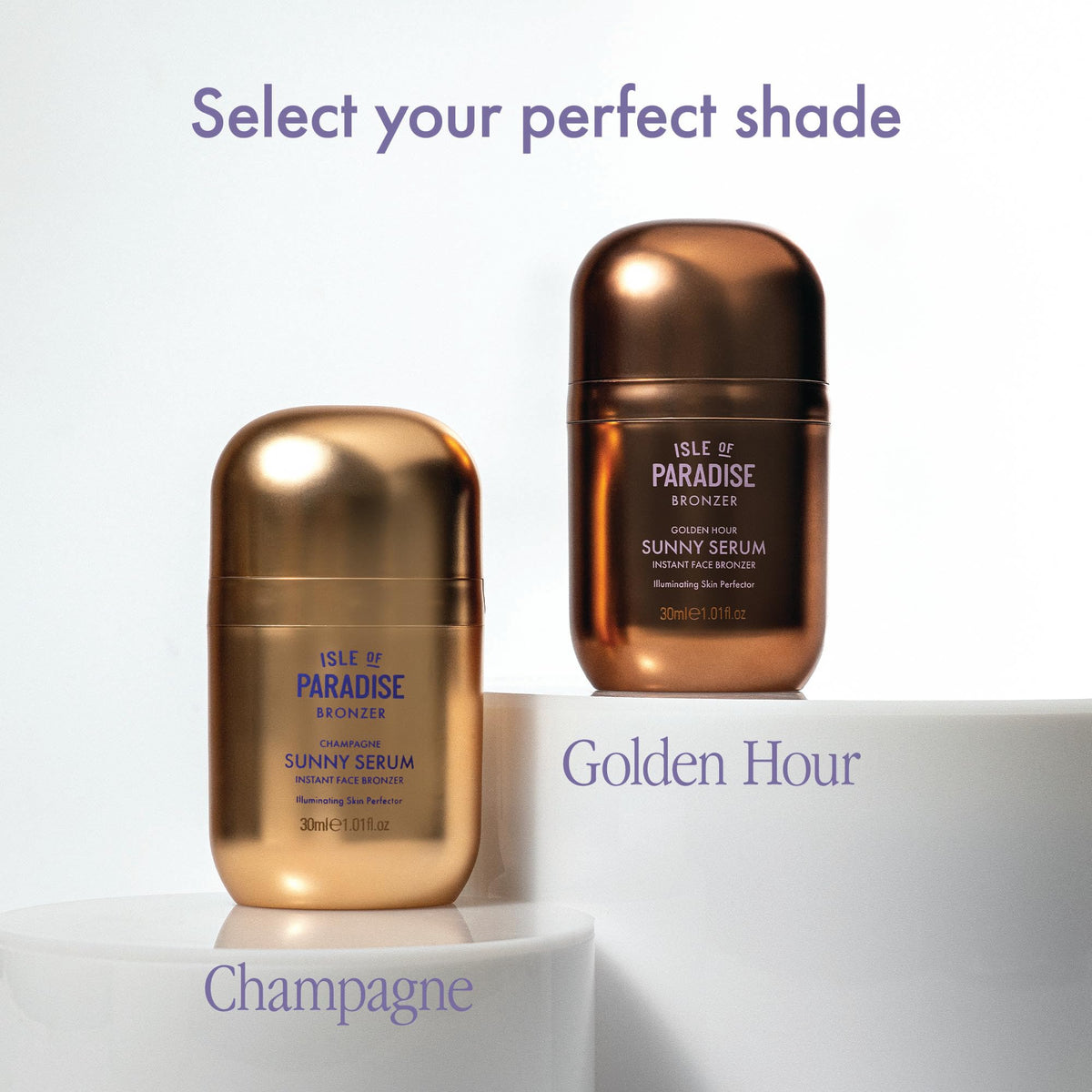 Isle of Paradise Sunny Serum Champagne close-up shows streak-free, natural glow