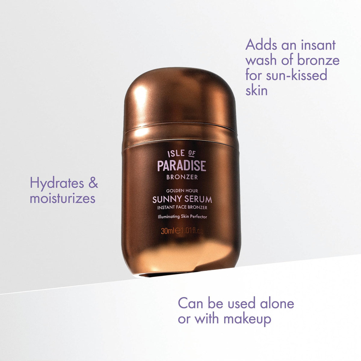 Isle of Paradise Sunny Serum Champagne highlighting dots to accent high points