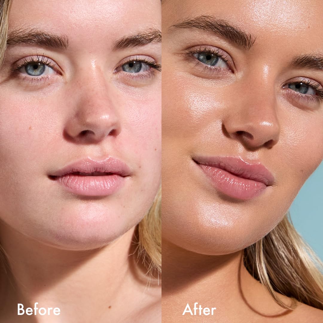 Isle of Paradise Sunny Serum Champagne pump demonstrates easy swipe-on application