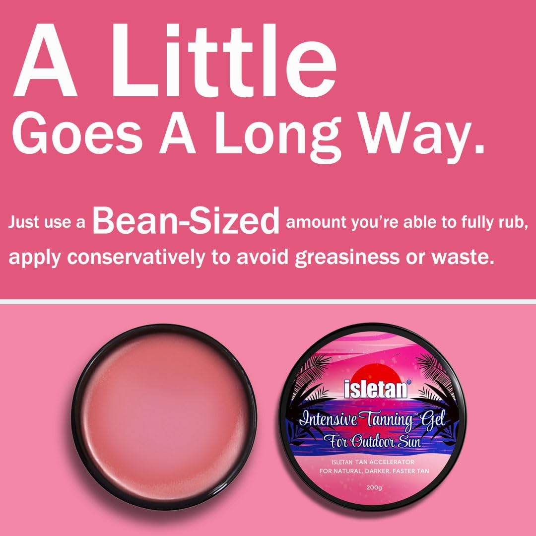 Isletan Peach Tanning Gel applied outdoors for a fast, even glow.
