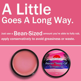 Isletan Peach Tanning Gel applied outdoors for a fast, even glow.