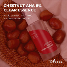 ISNTREE Chestnut AHA 8% Clear Essence applied to skin for smoother texture