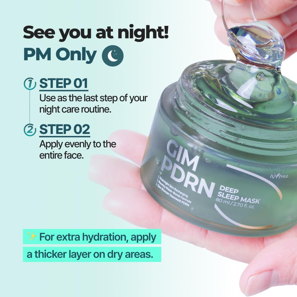 IsNtree Gim PDRN Deep Sleep Mask morning glow after overnight use.