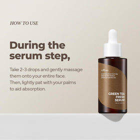 ISNTREE Serum applied on skin balances oil and hydration.
