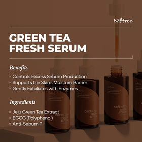 ISNTREE Green Tea Fresh Serum pump for easy, on-the-go application.