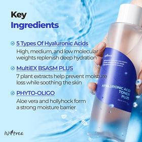 IsNtree Hyaluronic Acid Toner applied on skin for a fresh glow