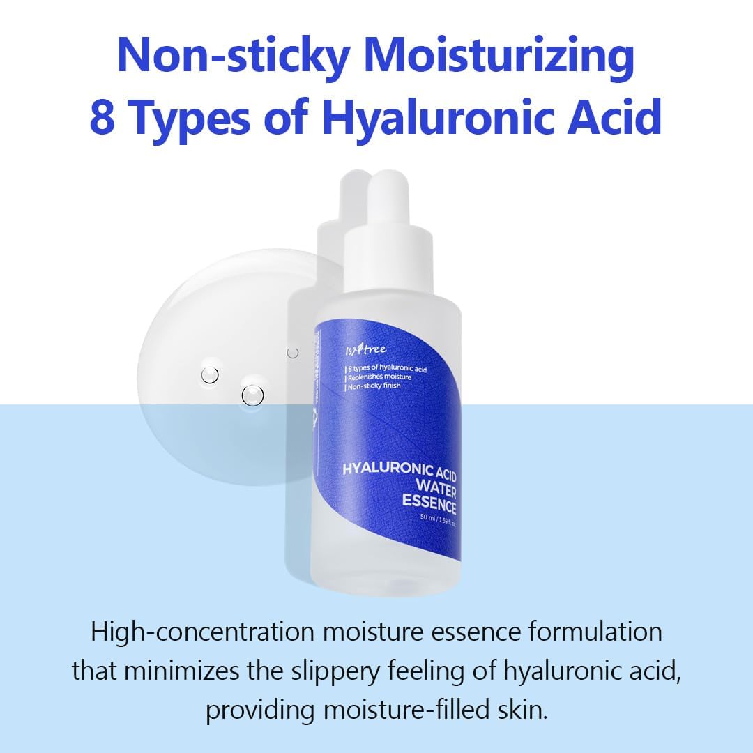ISNTREE Hyaluronic Acid Water Essence bottle back label with usage details