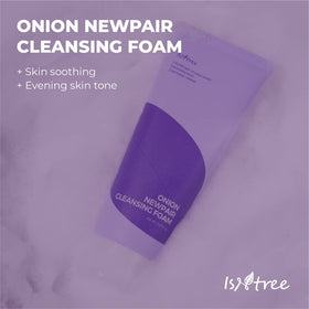 IsNtree Onion Newpair cleansing foam close-up shows rich foam for dry skin