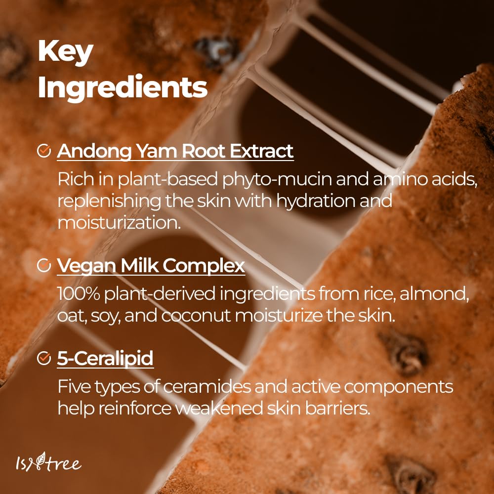 IsNtree Yam Root Vegan Milk Cream pump dispenses rich cream evenly.