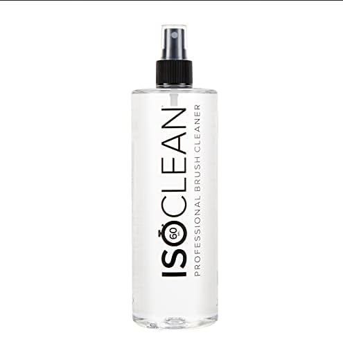 Isoclean makeup brush cleaner with spray top for quick hygienic cleansing after makeup sessions