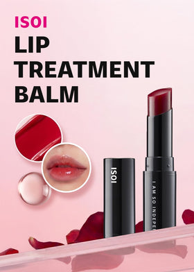 ISOI Bulgarian Rose Lip Treatment Balm applying gloss on lips for a dewy finish.