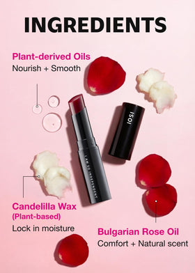 ISOI Bulgarian Rose Lip Treatment Balm natural tint on lips enhances color subtly.