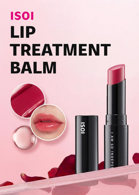 ISOI lip balm provides subtle berry-rose tint for a natural, fresh look.