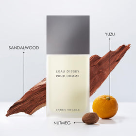 Issey Miyake L'Eau d'Issey Pour Homme bottle cap detail, subtle premium finish.