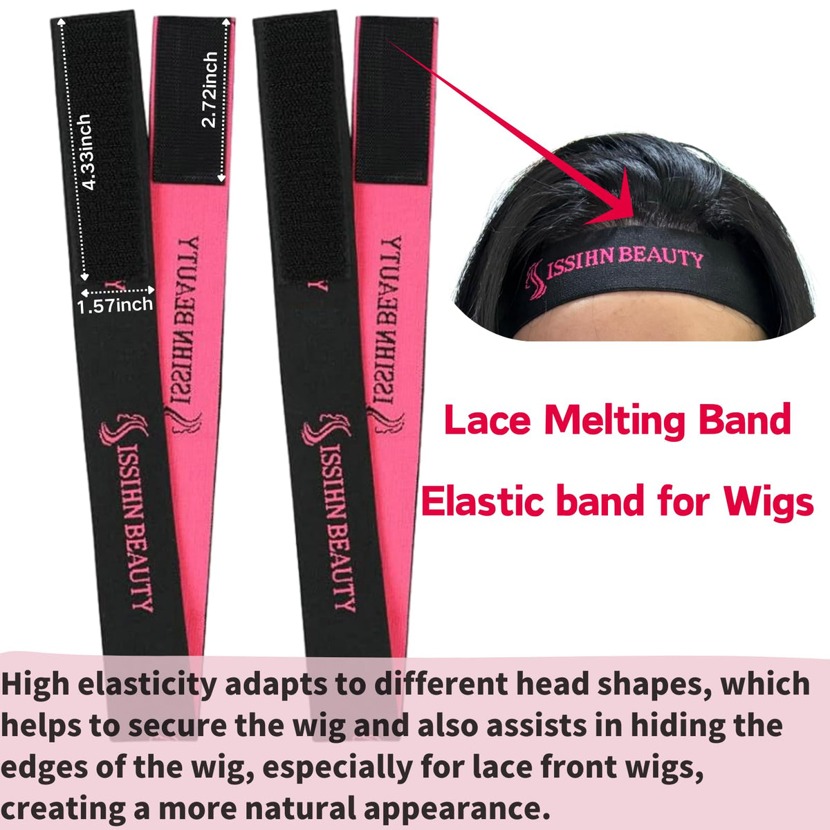 Isshin Beauty glueless wig fit demonstration with secure placement.