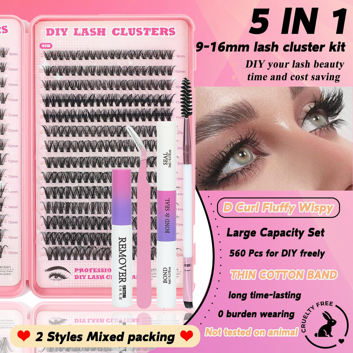 ISTGIFT 9-16mm cluster lashes in D curl offer fluffy, natural volume.