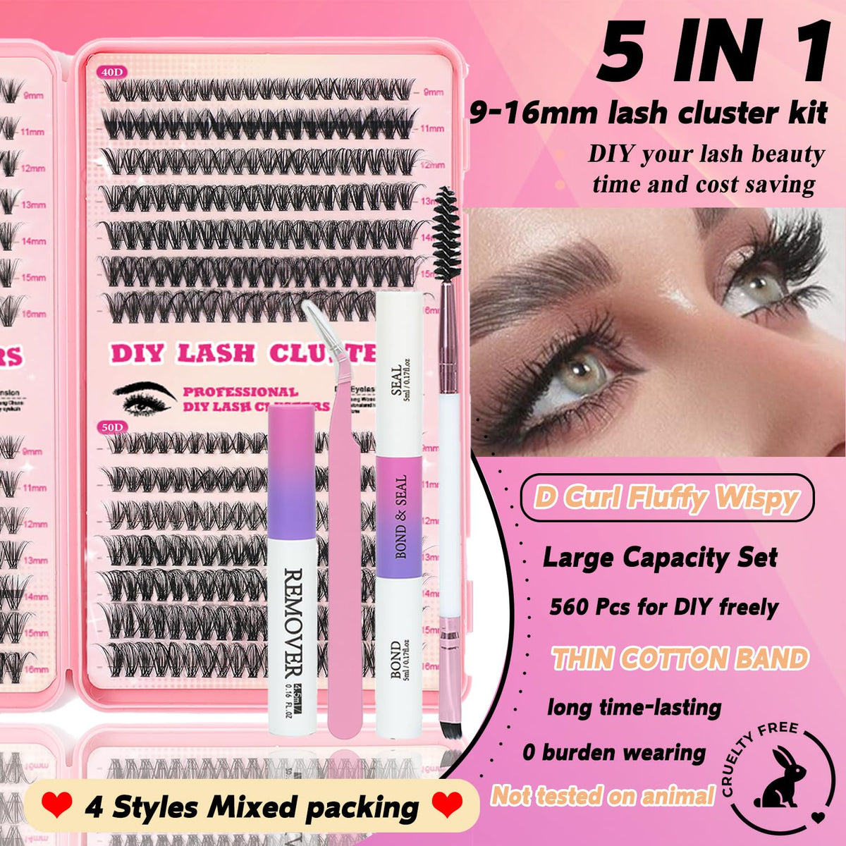 ISTGIFT lash clusters kit 9-16mm densities for versatile lash looks