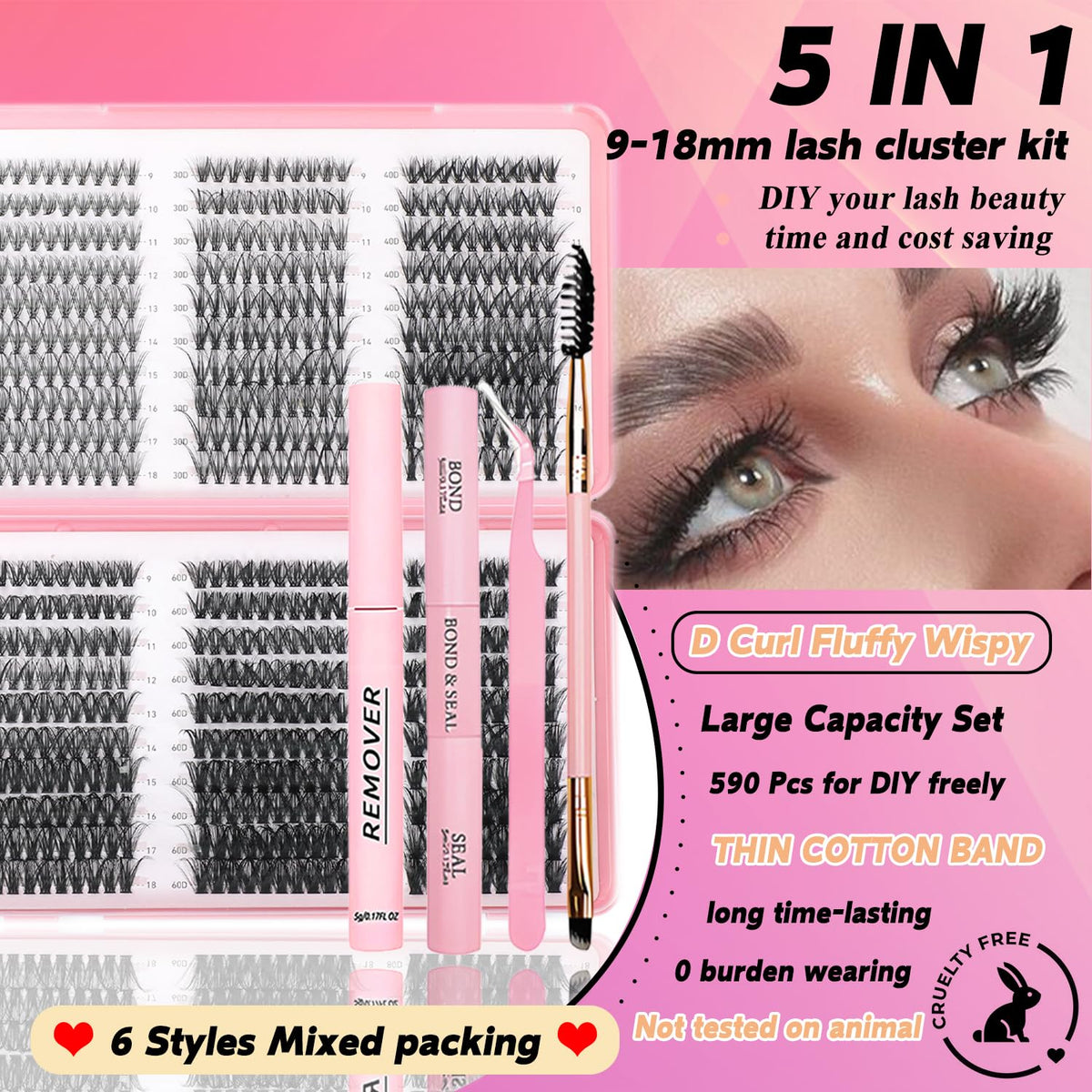 ISTGIFT Lash Clusters Kit lengths 9–18mm for customizable wispy looks.