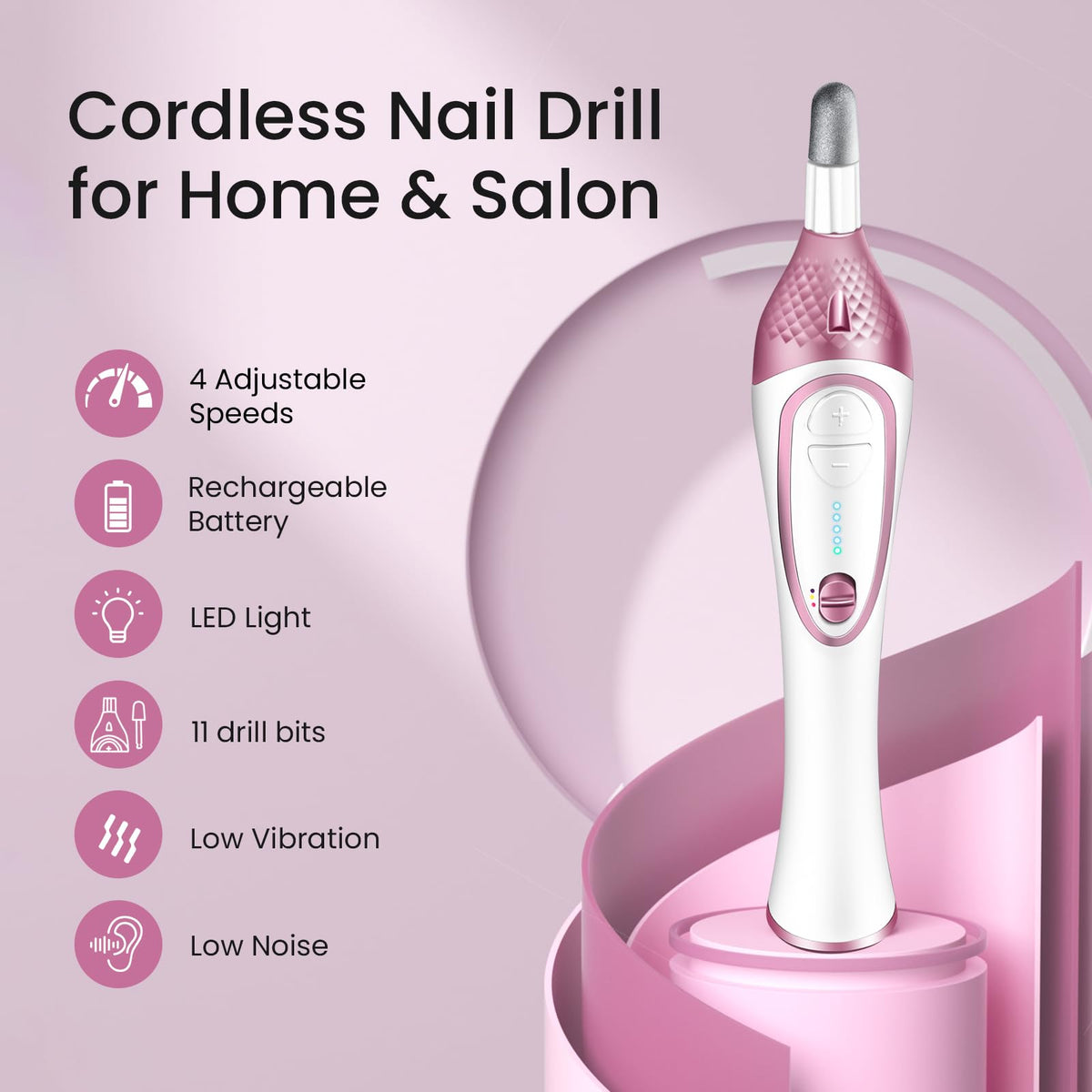 ISTON 11-bit nail drill assembly with sapphire bits for precise filing