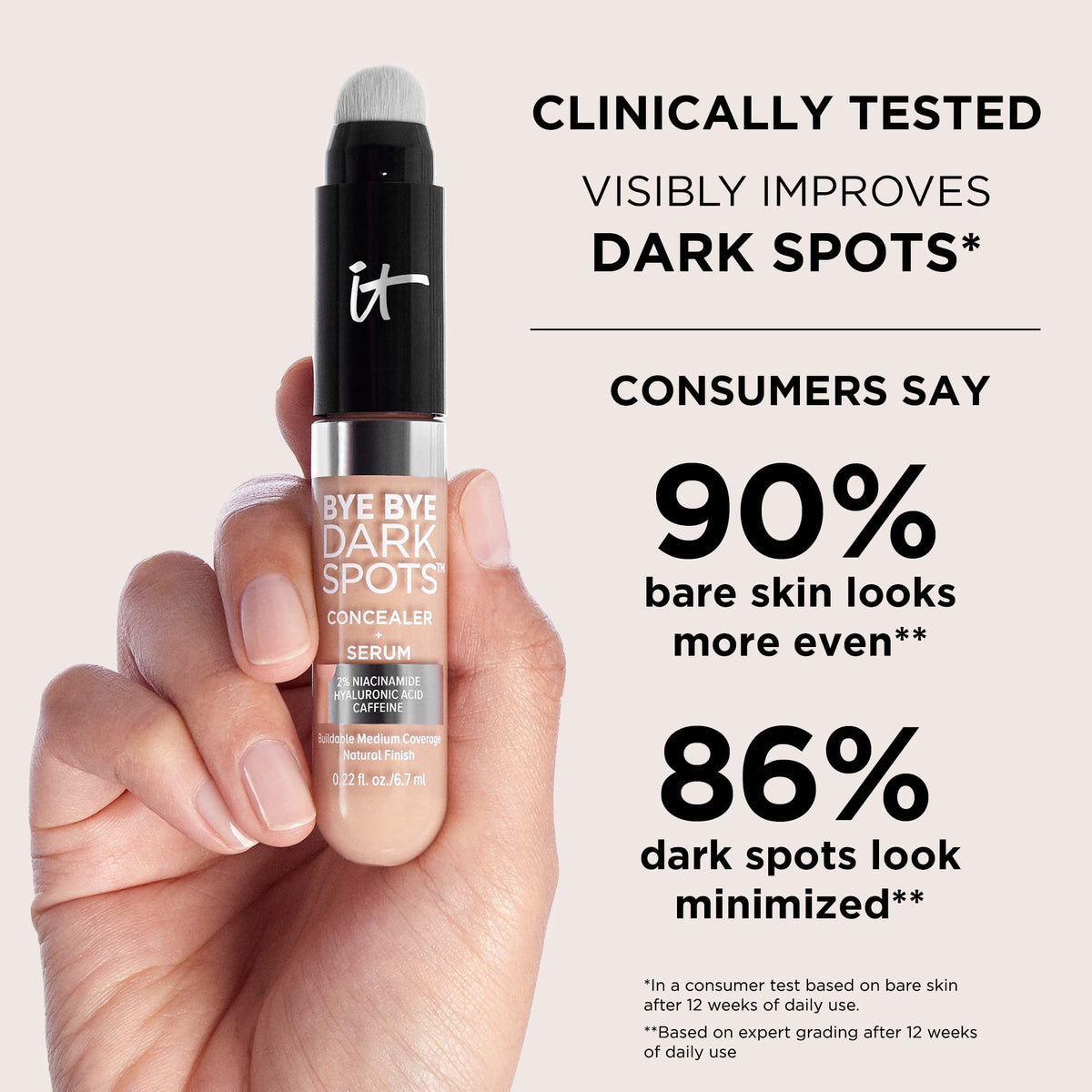 IT Cosmetics Bye Bye Dark Spots concealer swatch on skin for even-toned finish