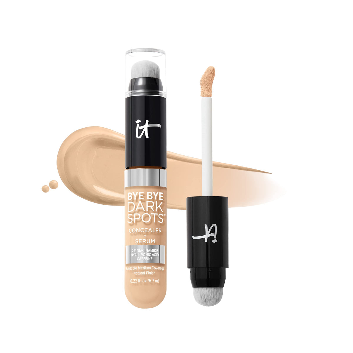 IT Cosmetics Bye Bye Dark Spots concealer bottle closeup highlighting brightening serum benefits