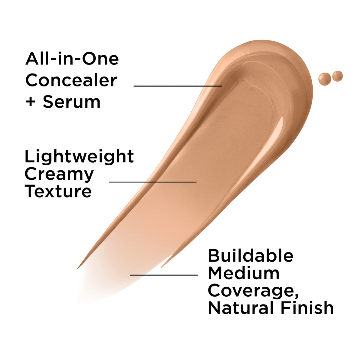 IT Cosmetics Bye Bye Dark Spots swatch demonstrates buildable medium coverage.