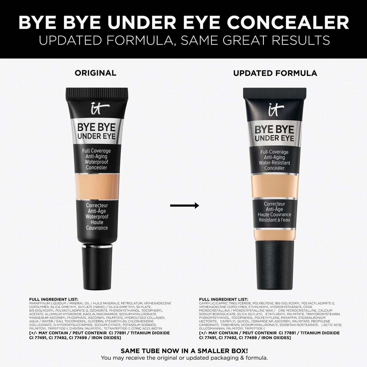 IT Cosmetics Bye Bye Under Eye Concealer Medium Amber compact showcases portable, on-the-go coverage