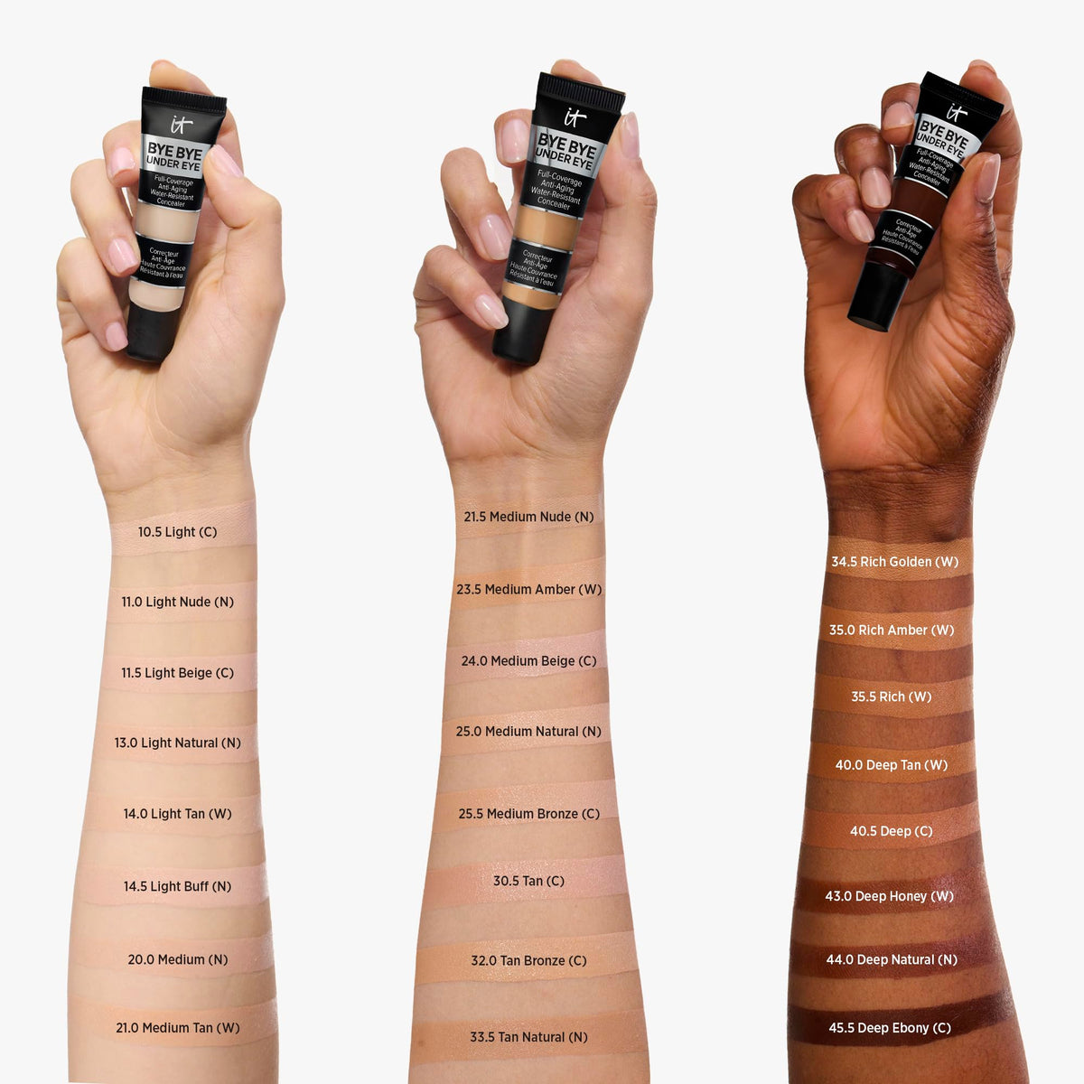 Waterproof icon beside IT Cosmetics Bye Bye Under Eye Concealer Tan Natural