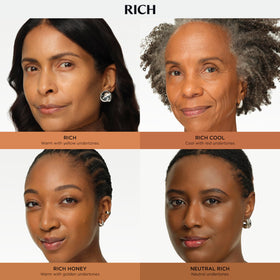 Swatch highlighting SPF 50+ protection and lightweight feel of IT Cosmetics CC+ Cream Rich.