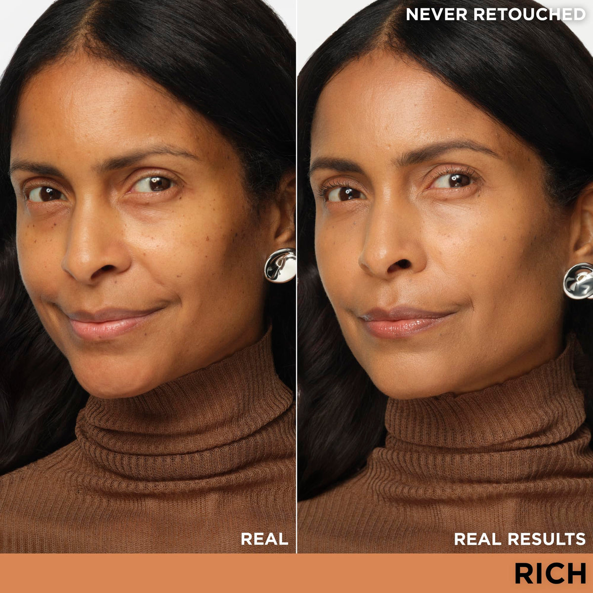 Texture swatch showing buildable coverage and color correction in IT Cosmetics CC+ Cream Rich.