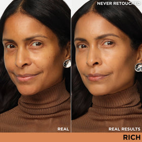 Texture swatch showing buildable coverage and color correction in IT Cosmetics CC+ Cream Rich.