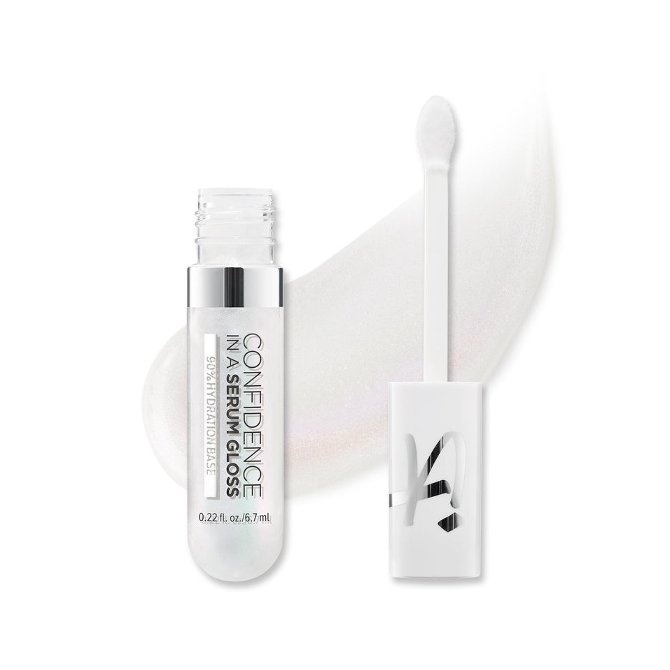 IT Cosmetics Confidence in a Serum Lip Gloss bottle close-up showing hydration-focused shine