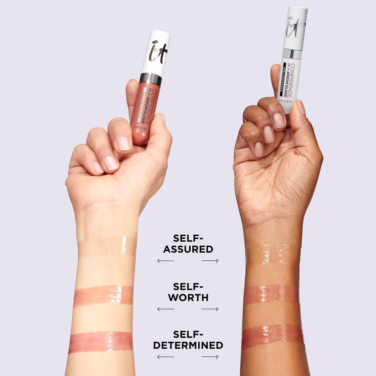 IT Cosmetics Confidence in a Serum Lip Gloss petal applicator delivers precise, easy application.