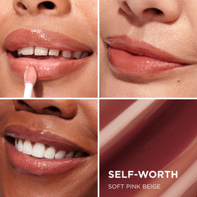 IT Cosmetics Confidence in a Serum Lip Gloss in Self-Assured clear shimmer enhances lip glow.