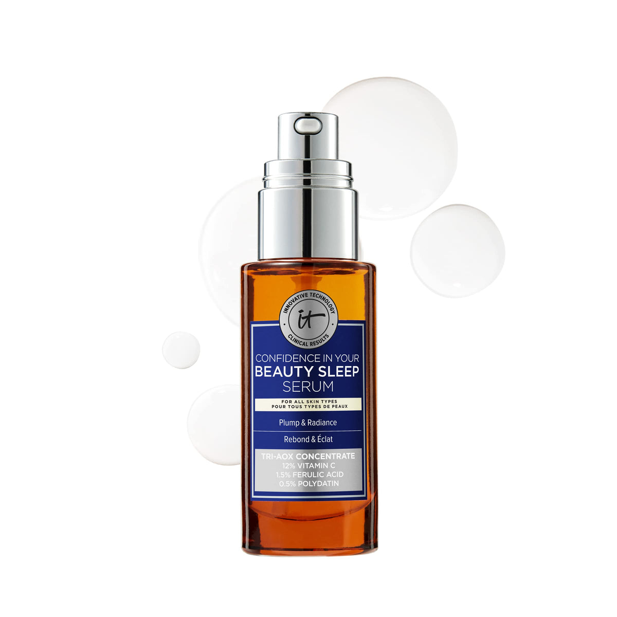 IT Cosmetics Confidence in Your Beauty Sleep serum bottle promoting nighttime hydration and radiance
