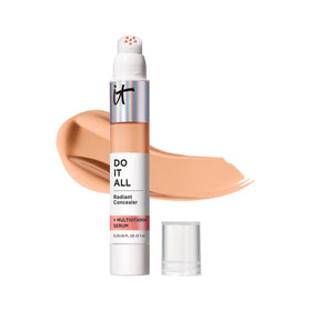 IT Cosmetics Do It All Radiant Concealer tube closeup shows creamy texture for easy concealment.