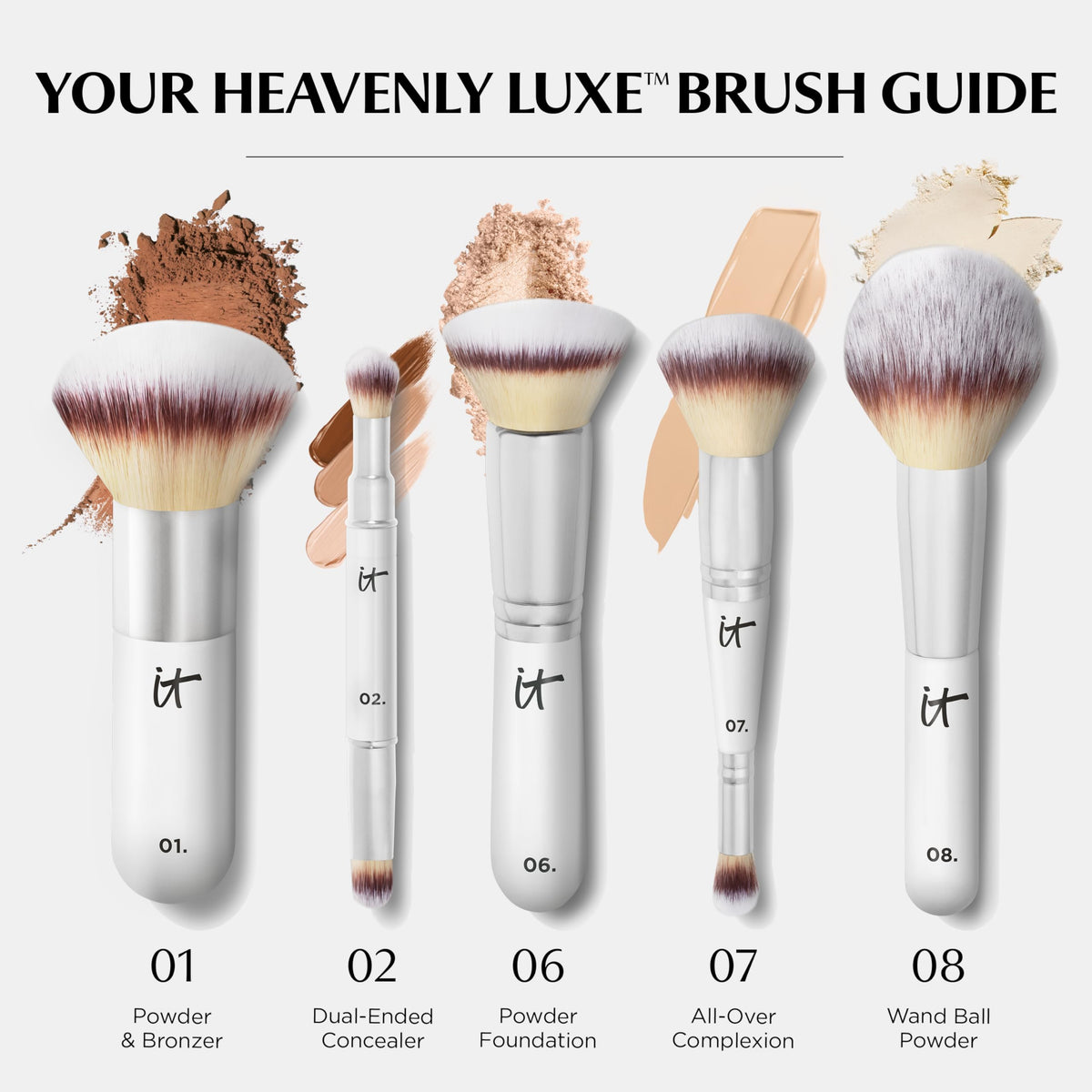 IT Cosmetics Heavenly Luxe Airbrush Brush applying powder with even motion for a smooth finish