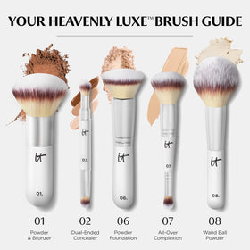 IT Cosmetics Heavenly Luxe Airbrush Brush applying powder with even motion for a smooth finish