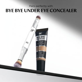 IT Cosmetics Heavenly Luxe Dual Airbrush Concealer Brush #2 closeup bristles highlight ultra-soft texture.